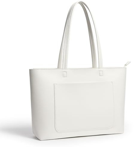 KALIDI Handtasche Damen Groß Shopper Tasche Damen PU Leder Tote Bag Wasserdichte Henkeltaschen mit Reißverschluss Innentasche Mode Schule Arbeit Freizeit Reisen (Weiß)