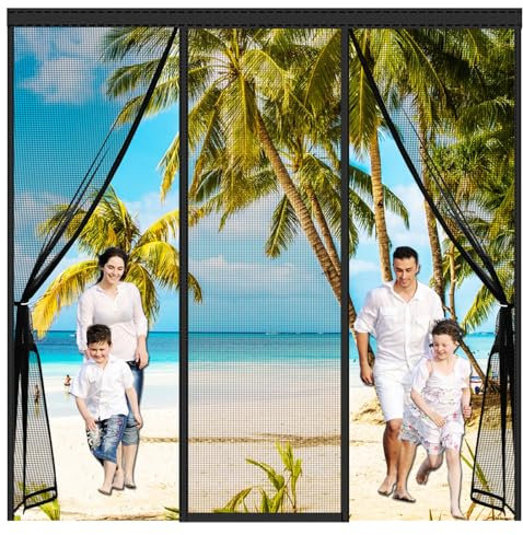 ZYXYMY Moustiquaire Porte Fenetre Magnétique,Moustiquaire Porte,Moustiquaire Baie Vitree Coulissante,Rideaux Toile Insect Ecran,Magnétique Moustiquaire Porte,Aucun Perçage Requis,220x220cm,Noir