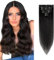 Rich Choices Clip in Extensions Echthaar 8 Stück Clip Extensions 30cm #1 Lackschwarz Haarverlängerung Echthaar Remy Seidig Gerade Invisible Clip ins Haar Extensions Natürlich - Dünne Tressen