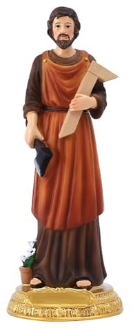 St. Joseph Statue, 21cm Heiligen Josef Figuren Religiöser Statue, Harz Heiliger Josef Figur, Christliche Sammlerfiguren Heilige Josef Skulptur für Tisch Wohnzimmer Weihnachten Heimdekoration Geschenk
