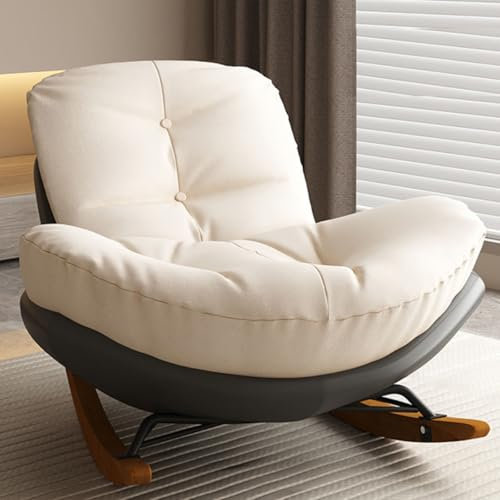 WEIDPHL Padded Zero Gravity Chair Oversized Rocking Chair, Modern Design Lounge Chair with Upholstered Seat And Back, Rocker Egg Recliner Chair for Front Porch,Bedroom,Living Room,Balcony,Gray