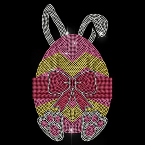 MAYJOYDIY Osterei Strass Zum Aufbügeln Hotfix Strass Osterhase Transferapplikation Schleife Geschenk Eier Wärmeübertragungsaufkleber Kristallaufnäher Für Kleidung Schuhe Taschen Hüte Dekoration