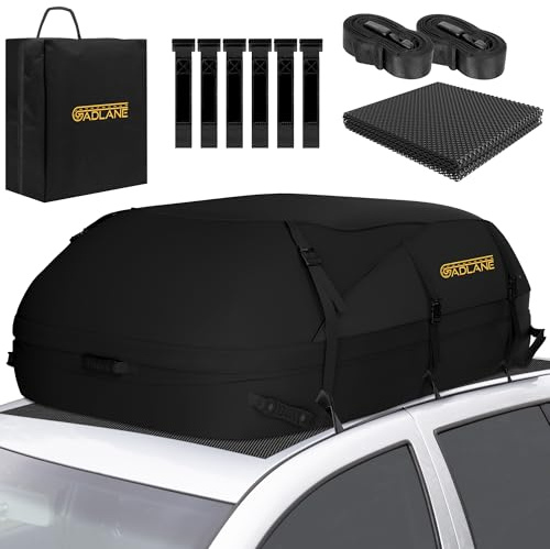 GADLANE Auto Dachtasche 550L Wasserdicht Dachbox für Autos & SUV | ohne Dachträger mit 6 stabilen Gurten Anti-Rutsch-Matte Aufbewahrungstasche - Schwarz