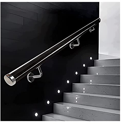 Transparente Acryl-Treppe für Innentreppe, Wandmontage, Kristall-Handgeländer, silberfarben, komplettes Set, 469,9 cm Länge