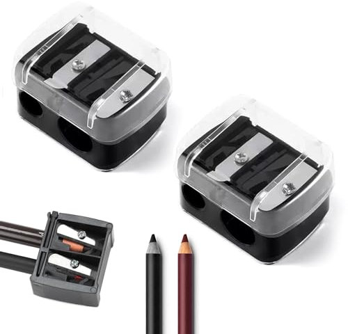 Anspitzer für Kajalstifte Kajal Spitzer Dicke Stifte Bleistiftspitzer Anspitzer Kajalstift Eyeliner Anspitzer Dicke und DüNne Stifte Augenbrauenstift Pencil Sharpener Anspitzer Mit BehäLter (2 Stück)