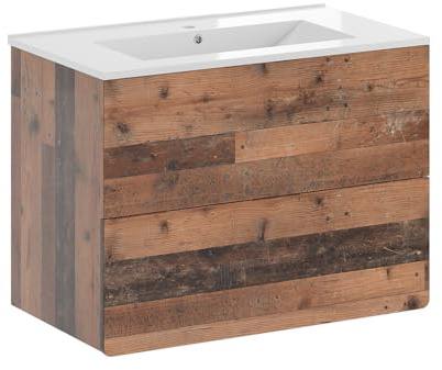 Vicco Conjunto de Muebles de baño Izan, Estilo Antiguo, 80 cm, Compuesto por Mueble bajo de baño y Lavabo