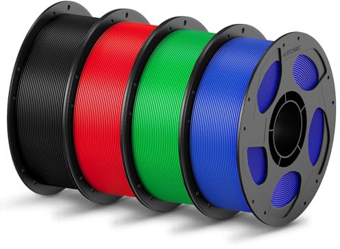 ANYCUBIC PLA Filament 1,75mm, Refill PLA und Spool Kit, 3D Drucker Filament PLA, Vakuumverpackung, Intelligente Identifikation, 4KG Schwarz Rot Blau Grün