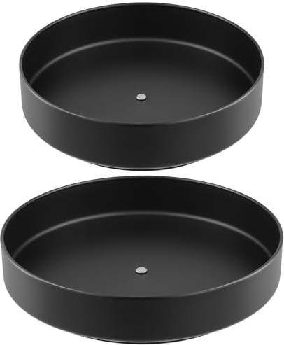 SINJEUN 2 Stück Drehteller Organizer, 30cm und 26cm Schwarz Metall Lazy Susan Drehteller, Drehbares Gewürzregal Drehbarer Organizer für küche