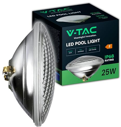 V-TAC Lámpara LED para Piscina 36W - PAR56 - Foco LED de Vidrio Antigolpes para Iluminación de Piscinas y Fuentes - 2850 Lúmenes - Luz Piscina Subacuática - Ahorro Energético - IP68 - Blanco Frío