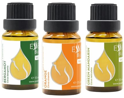 3er Set Zitrus – Bio-Ätherische Öle (3 x 15 ml) | Orange, Grüne Mandarine, Bergamotte | 100 % rein und natürlich | Unverdünnt | Therapeutische Qualität | Gentechnikfrei