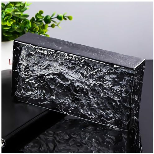 Briques de Verre Massives Transparentes, Blocs de Verre Isolants Acoustiques et Thermiques, Cloison Décorative de Bureau, Briques Cristallines Massives Double Face,Noir,1 Pack