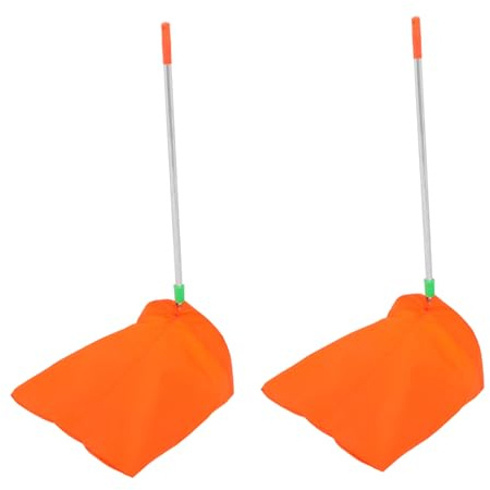 WEKAMOS 2 Piezas Recogedor de Jardín con Bolsa Resistente al Viento Aluminio Ligero y Plegable para Residuos Herramientas de Limpieza y Exterior para Patio y Jardín Color Naranja