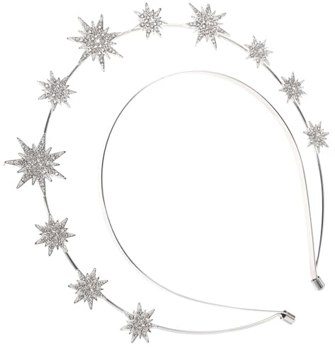 CIYODO Silbernes Doppel layer Six pointed Star Headband für Frauen Eleganter Göttinnen Haarreif Komfortabler Stirnband mit Glatten Kanten Geeignet für Hochzeit Party Ball und Besondere