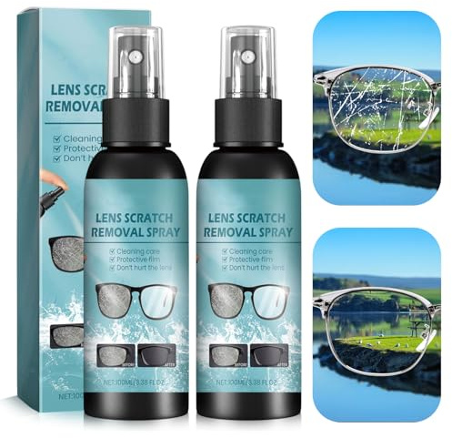 HEUIOP 2 Pcs Glass Scratch Remover for Lenses,Efficient Quick Cleaning Glasses Cleaner Spray for Eyeglasses Cameras and Screens,Removes Dust Grease Marks and Stains,Restores Clarity