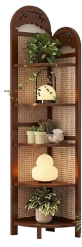 AZHKJKZH Eckschrank Eckregal Retro Eckregal Wohnzimmer Bücherregal Lagerung Home Dekoration platzsparend(Brown)