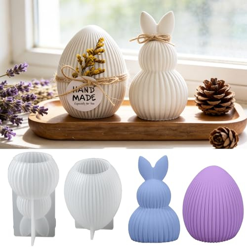 2 Stück Silikonformen Gießformen Ostern,Silikonformen Ostern Gießformen,Silikonform Ostern Eier,Silikonform Osterhase Kerzen,Gießformen Hasen Kerzen,für DIY Handwerk,Ostern Dekoration
