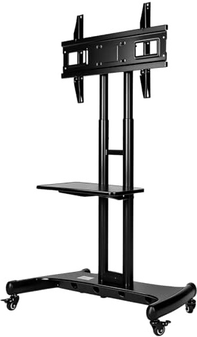CliffofLove Mobile TV Stand with Wheels for 32 To 75 Inch LED/LCD/OLED TVs Universal Flat Curved Screens Mount with Shelf Max Load 45kg Hight Adjustable
