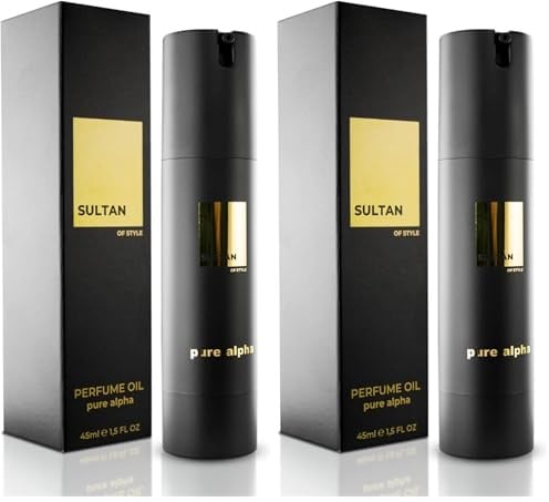 Sultan of Style Pure Alpha Parfum Oil Herren | Würziger & Frischer Duft | 100% Alkoholfrei | Pflegende Ätherische Öle | Geschenke für Männer (Packung mit 2)