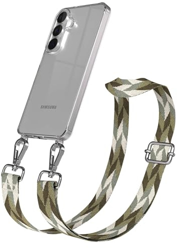EAZY CASE Handykette - Verstellbares Taschenband kompatibel mit Galaxy S26, Schulterriemen, Handykordel mit Silikon Hülle, Umhängetasche, Grün Mix Silber