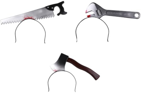 TOVINANNA 3 Piezas Diadema de Halloween Ligera y Cómoda Accesorio de Plástico Simulando y Serrucho para Fiesta y Broma Terrorífica