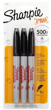 Sharpie 13763PP Industrial Fine Point Permanent Marker Withstand Up To 500F Designed for Industrial and Laboratory Users Black Color 1 Blister with 3 Markers
