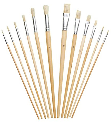Fit For The Job 12 piece Artist Brush Set, Mixed Sizes Art Set Ideal With Watercolour, Oil, Acrylic For Kids & Adults Arts & Crafts, Artwork, DIY, Decorating, Cutting In, Upcycling, Modelling