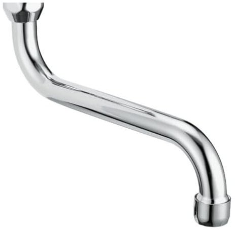 Schläfer Schläfer | Canna di Ricambio Girevole per Rubinetto Cucina a Parete a S, Lunghezza 25 cm con Ghiera 3/4 (Ø 24,9 mm), Compatibile con Aeratore Neoperl Anticalcare M22 (Incluso)