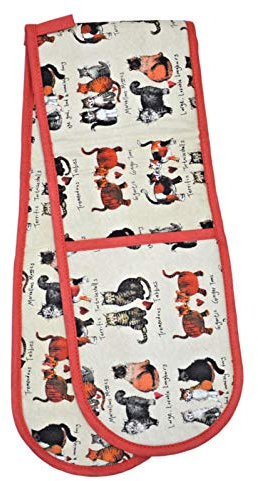 ALEX CLARK MARVELLOUS MOGGIES CAT OVEN GLOVES - 100% Cotton - Baking - Cooking - Kitchen Accessory