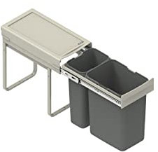 REJS RECYCLE BIN PULL OUT SOFT CLOSE KITCHEN WASTE BIN 300MM - 30 LTR (JC-603) (with front fixing brackets)