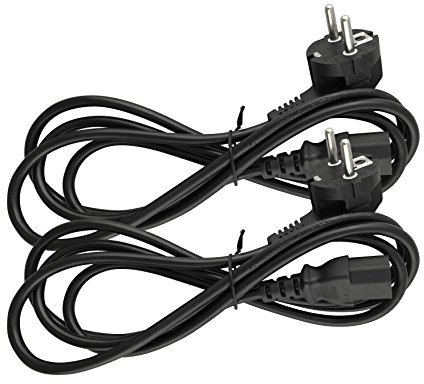 Naths Hardware® | 2x Kaltgerätekabel 1,8m | Kaltgerätestecker auf Schutzkontakt gewinkelt | PC Netzkabel 3 Polig | Netzteil Kabel C13 für Computer Monitor Bildschirm Drucker Beamer