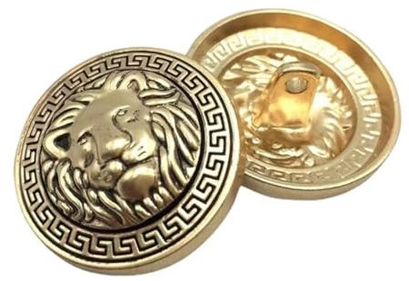 10PCS Kleidung Knöpfe - Mode Lion Head Sewing Button Runde geformte Metallknopf-Set für Männer Frauen Blazer, Mantel, Uniform, Hemd, Anzug und Jacke (Gold, 25mm)