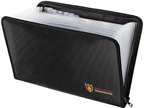 Feuerfeste 13 Fächer Dokumentenmappe A4, Wasserdicht Businessmappe A4 Konferenzmappe A4 - Schreibmappe A4 mit Reißverschluss, Organizer Mappe A4 für Bargeld, Dokumente, Reisepässe