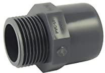 Adaptateur male/femelle ou male/male en PVC mixte à visser et à coller - Ø A: 25mm | Ø B: 32mm | Ø C : 3/4''