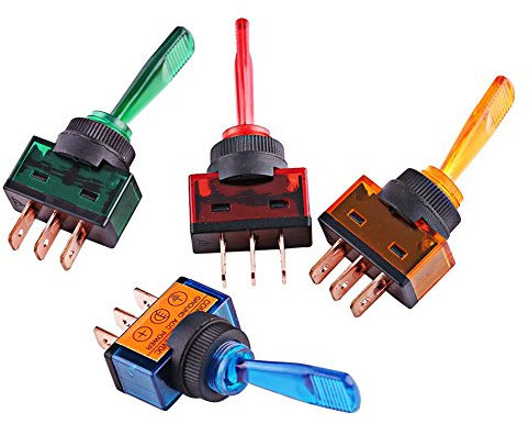 Keenso Auto Kippschalter, 4 Stücke Auto 12V 20A LED Ein/Aus Wippschalter 3 Polig SPST Kippschalter LED Lichtschalter für Auto Lkw Boot