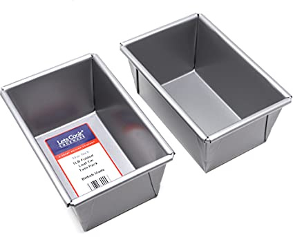 Lets Cook Cookware - 1LB Traditional Farmhouse Loaf Tins, Box Style, Non Stick, British Made