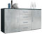 Vladon Sideboard Faro V1 - Kommode mit 2 Türen & 4 Schubladen, Schrank mit LED Lichtleiste, Anthrazit matt/Beton Oxid Optik (138,5 x 75,5 x 35)