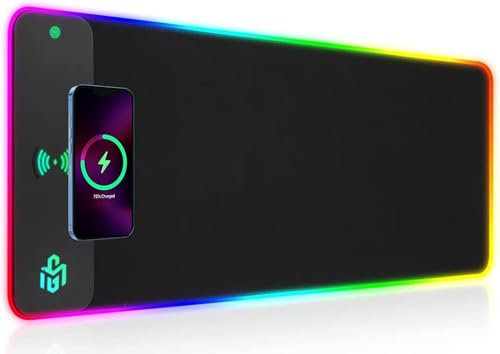 Alfombrilla de ratón RGB para juegos de 10 W, GIM LED Mouse Mat 800 x 300 x 4 mm, 10 modos de luz extra grande Alfombrilla de ratón antideslizante Base de goma para juegos, portátil, escritorio