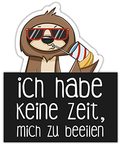 Faultier Auto-Aufkleber Ich Habe Keine Zeit Mich zu beeilen I 15 x 14 cm I für PKW Wohnwagen Anhänger Sticker I lustig witzig wetterfest I dv733