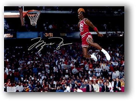 Michael Jordan Flying Dunk Gemälde auf Leinwand, Wandkunst, Basketball-Poster für Zuhause, Raumdekoration (50 x 70 cm ungerahmt)