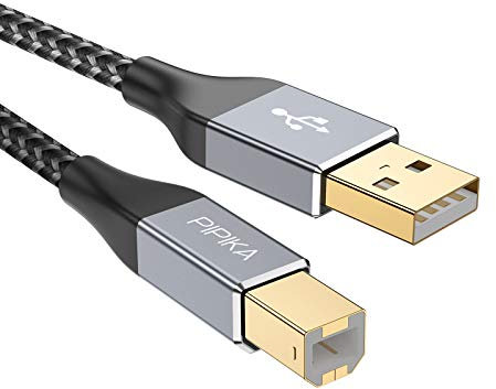 PIPIKA Cavo Stampante USB 2.0,[2M] Cavo USB Tipo A Maschio a Tipo B Maschio Cavetto Placcato Oro per Stampante HP, Canon, Lexmark, Epson, dell, Xerox, Samsung, Brother, Panasonic, Scanner ecc