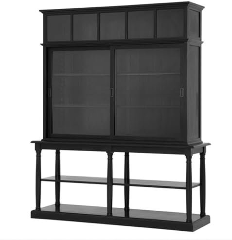 Casa Padrino Luxus Glas Vitrinen Schrank Schwarz Massivholz Bristol Wohnzimmer Schrank Barock Jugendstil Rokoko Vitrine Ladeneinrichtung
