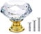 Vandicka 20 Pack 30mm Crystal Glass Cabinet Door Knobs Cupboard Wardrobe Dresser Drawer Pull Handle (Clear Diamond + Gold Base) with Stainless Steel Screws in 3 Sizes