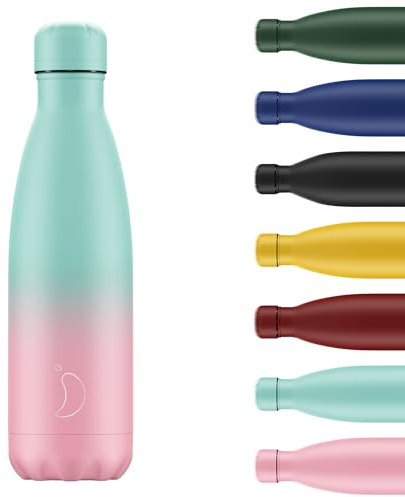 Chilly's Botella de Aqua - Acero Inoxidable y Reutilizable - Prueba de Fugas, Libre de transpiración - Gradiente Pastel - 260ml