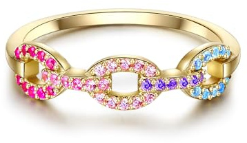 Glanzstücke München Damen Ring 925/- Sterling Silber gelbgold | gelbvergoldet 18 Karat, Bandring, Zirkonia, blau