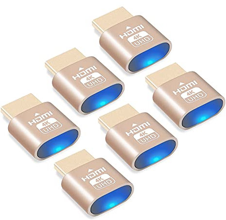 SOARFLY 6PCS HDMI Dummy Stecker, Dummy Plug Adapter 4K Headless Plug Ghost Display Emulator Unterstützt bis zu 3840x2160@60Hz DVI EDID-Emulator für Fernarbeit und Bergbau
