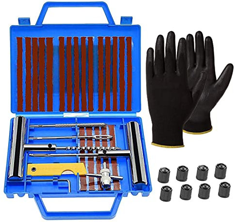 ZCENTER Kit Reparación Neumáticos 38pcs Herramienta de Reparación de Pinchazos para Neumaticos Kit antipinchazos Coche 20 tilas de repalacion (repala neumatico)