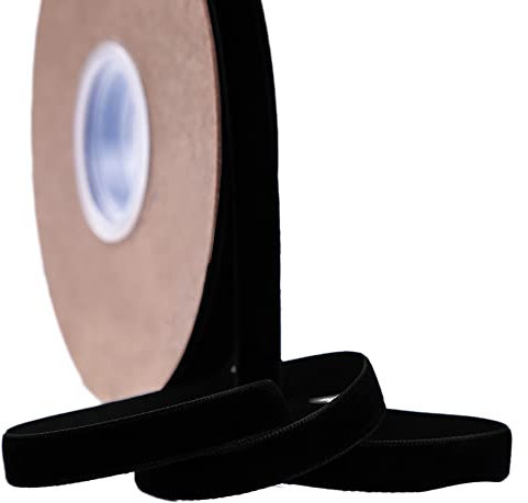 20 Yard Samtband Schleifenband,25mm Samtbänder Samtborte Samt Dekoband Geschenkband Schmuckband Stoffband Festival Bänder für DIY Basteln Blumenstrauß Hochzeit Geburtstag Geschenke Verpackung,Schwarz