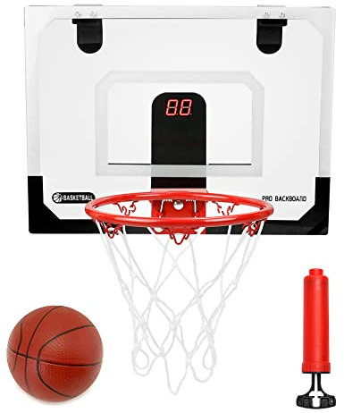 QWORK® Mini Basketballkorb, Wandmontierter Basketballkorb, Basketballkorb mit automatischer Wertung mit 3 Bällen, ohne Batterie