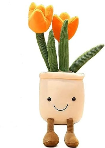 OUKEYI Tulip Plush Toy, Succulents Plush Toy Stuffed Throw Plushie Pillow Doll, Cute Soft Plants Throw Pillow for Christmas Birthday Gifts (Tulip)
