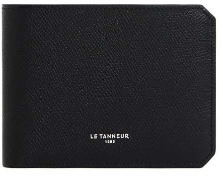Le Tanneur, Portefeuille Horizontal, Porte Cartes, en Cuir Grain croisé et Cuir Lisse, Gaston, Homme, 2 Poches Billets, 10 Compartiments Cartes, 2 Poches Plates, Poche Monnaie zippée, Anti RFID